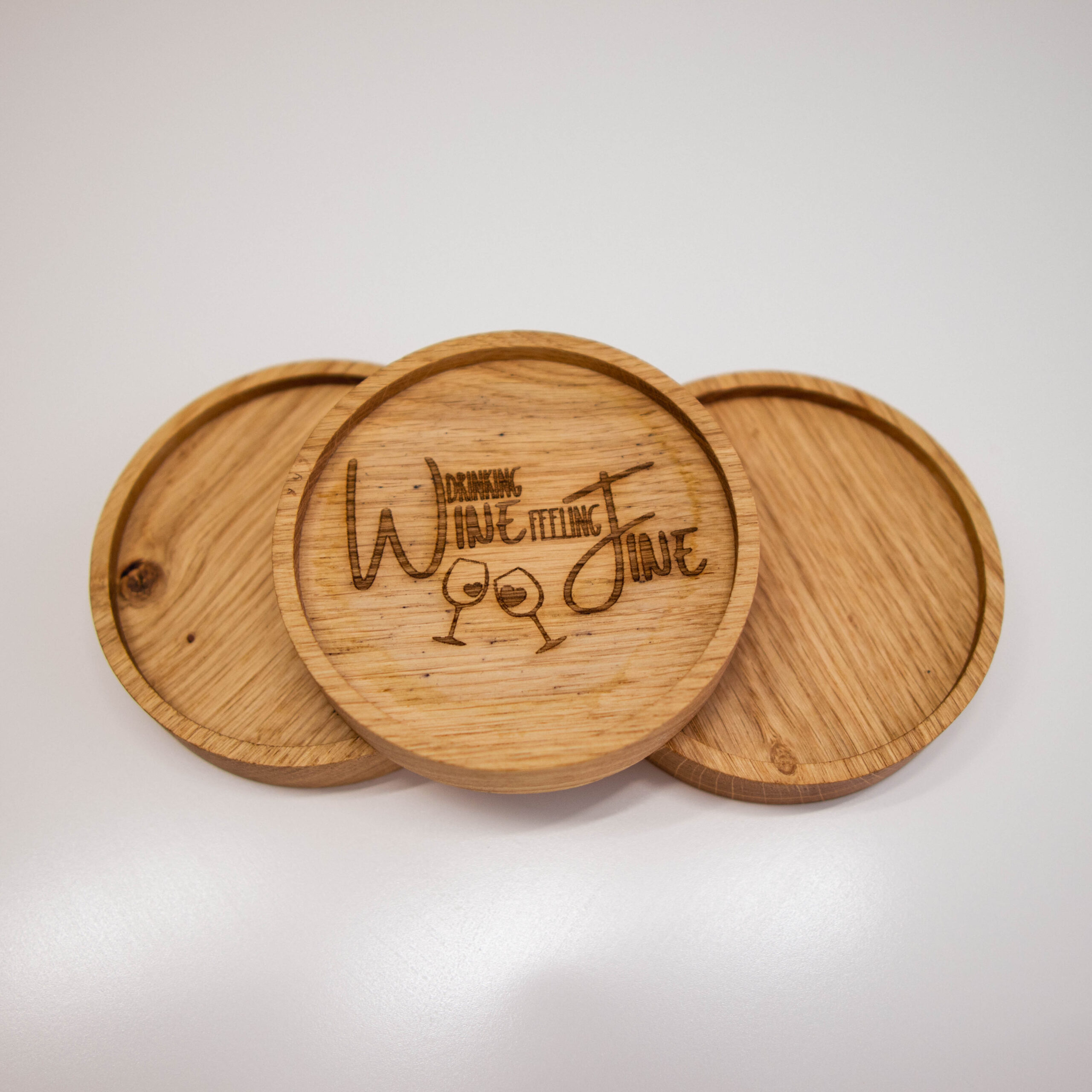 Untersetzer aus Holz - Eiche mit eigenem Spruch
