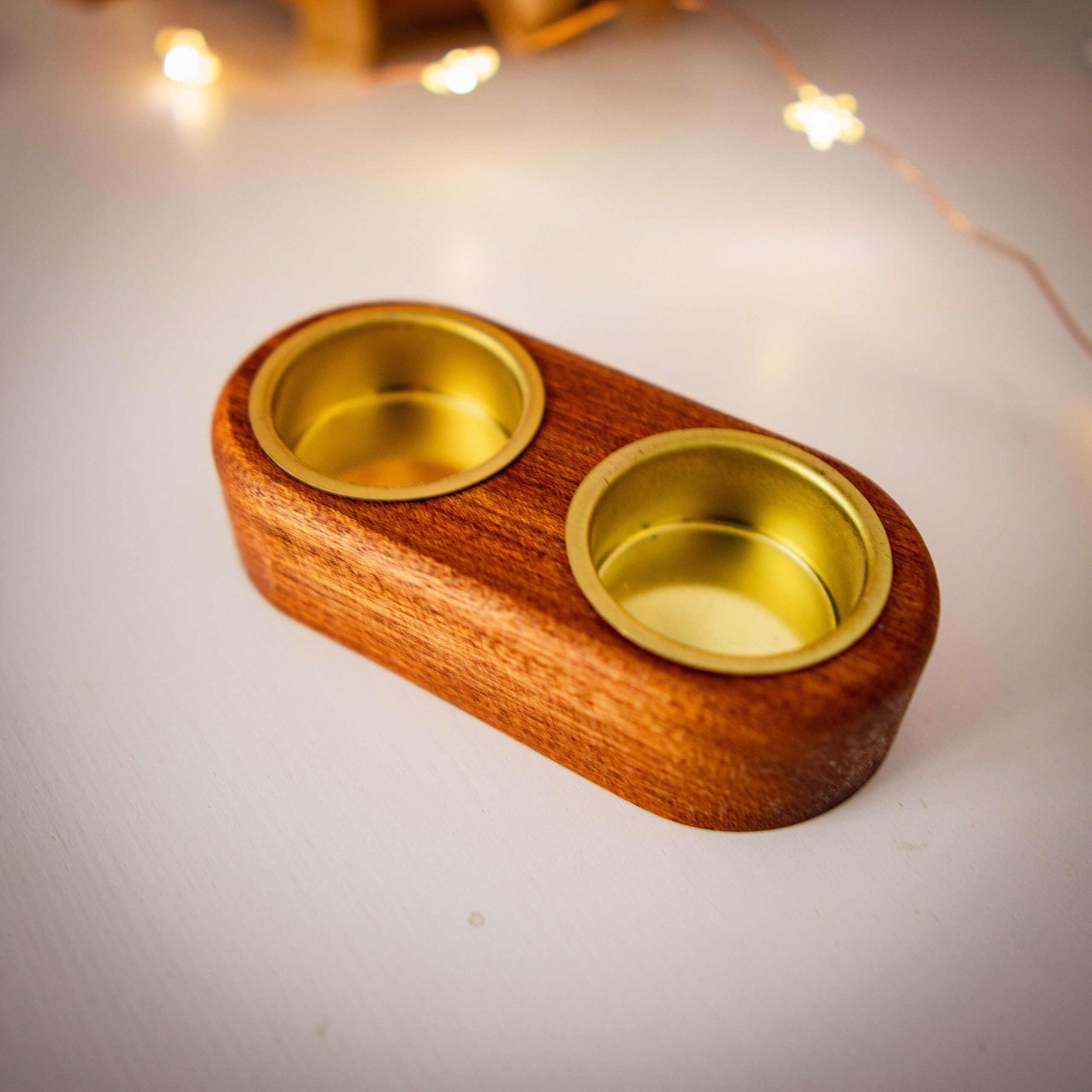Teelichthalter Zweier aus Sapeli Holz