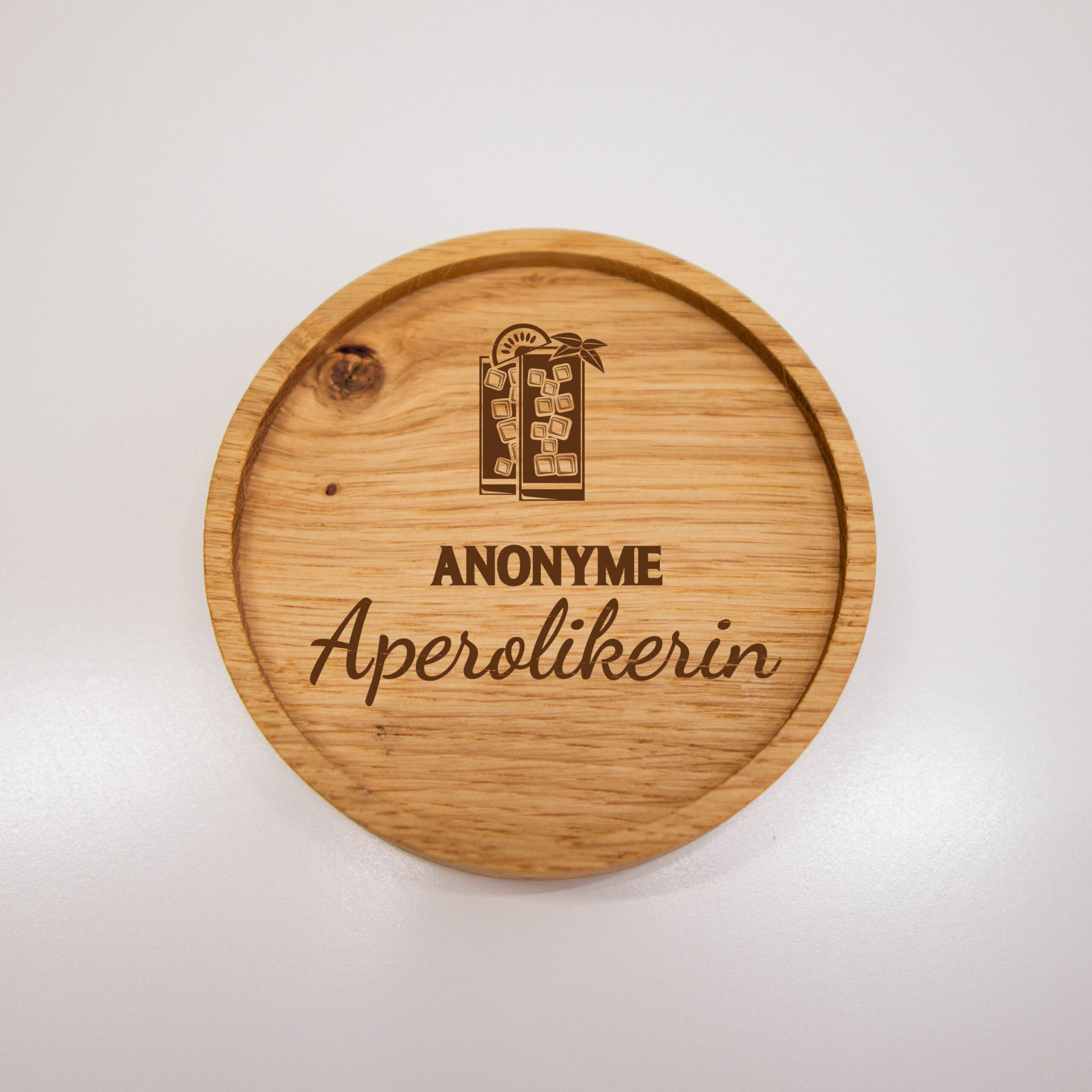Untersetzer aus Holz - Eiche mit Aperol-Sprüchen