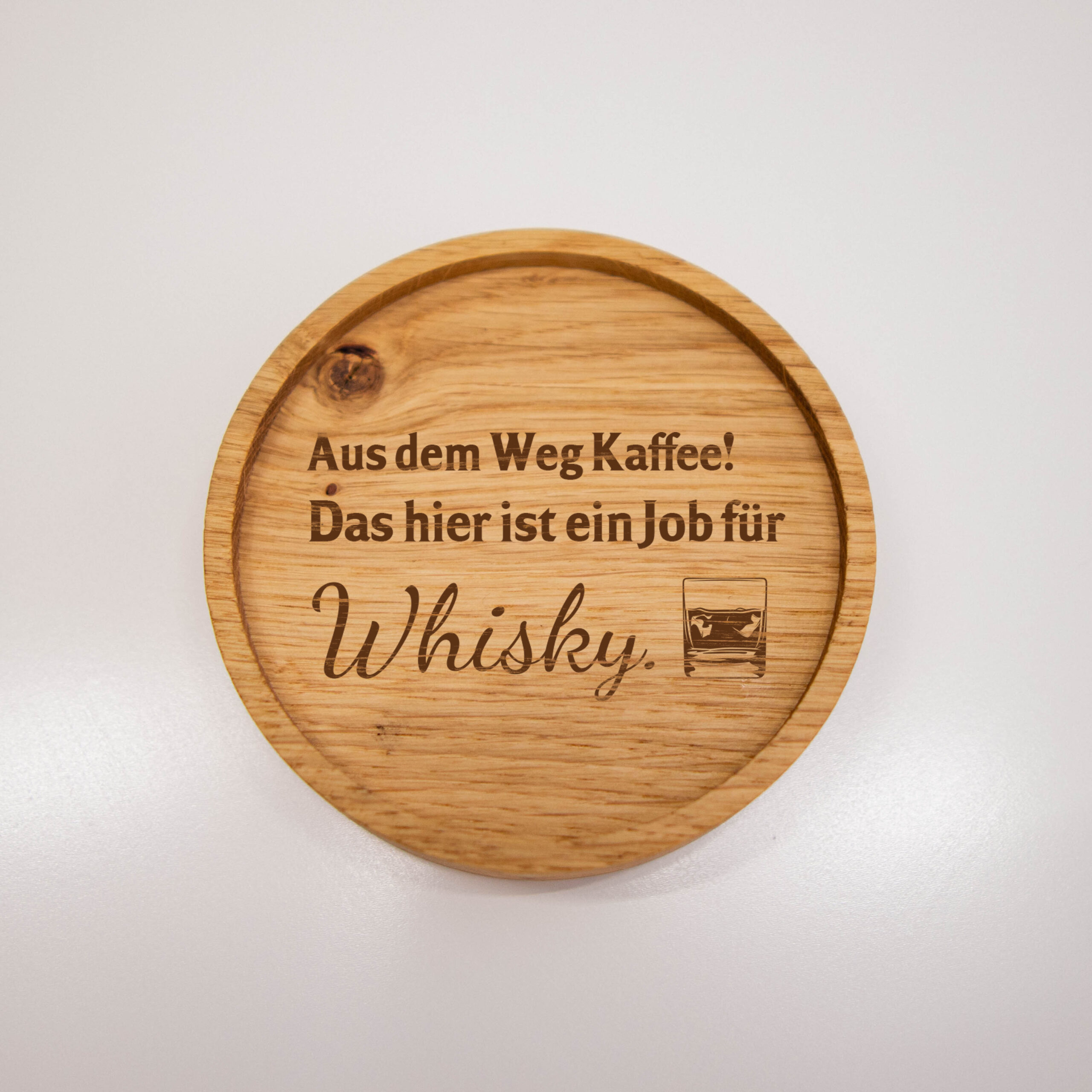 Untersetzer aus Eiche mit Whisky-Spruch
